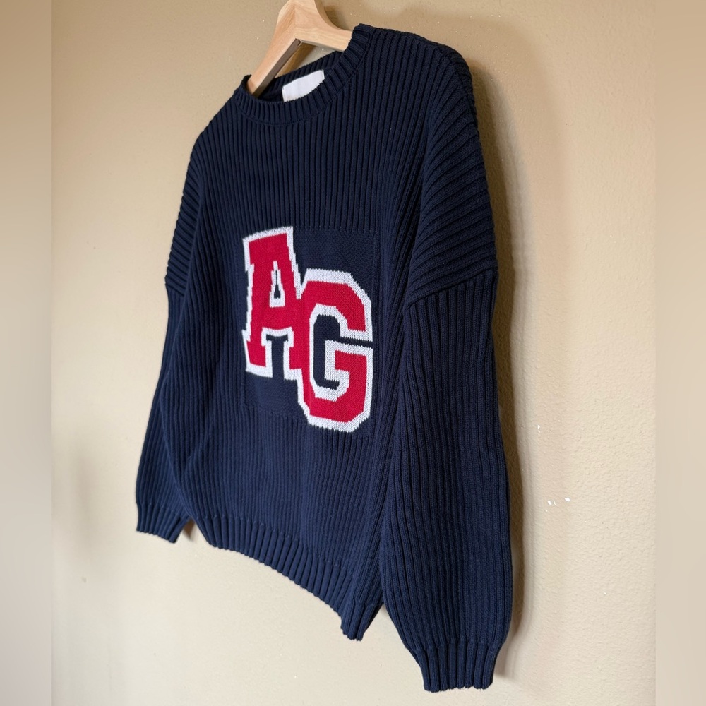 Eme Studios Navy Blue Ag Cotton Knit Crewneck Sweater Size Xs View 3